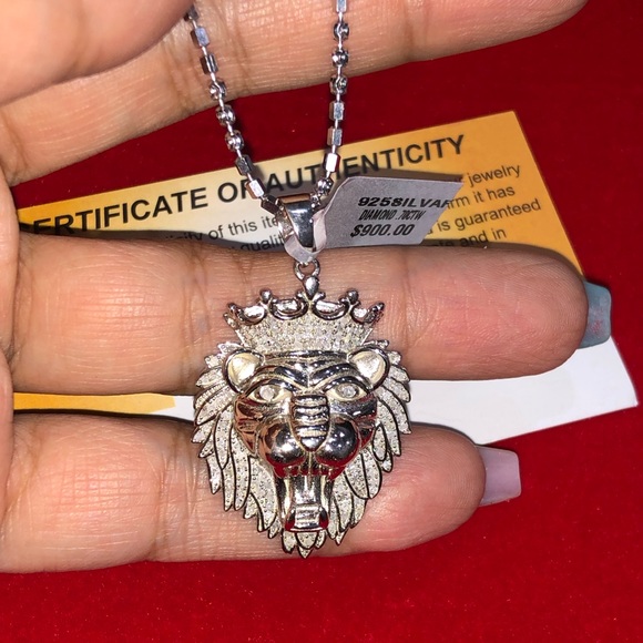 Real diamond custom made lion pendant si diamonds free posh authenticate sale